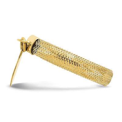 14K Woven Mesh with Polished Heart Charm Stretch Ring