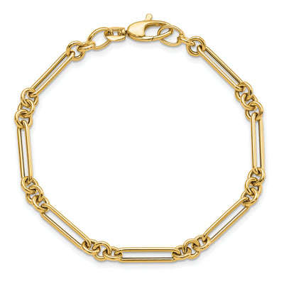 14K Polished Fancy Figaro Link, 7.5 x 5.2mm
