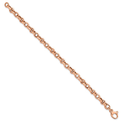 14K Rose Gold Polished Fancy Faceted Link Necklace