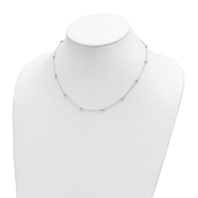 14K Two-tone Polished Bead Fancy Station Necklace