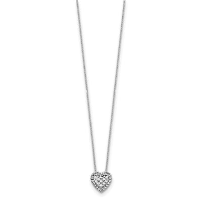14K White Gold Diamond-cut Heart Slide Necklace