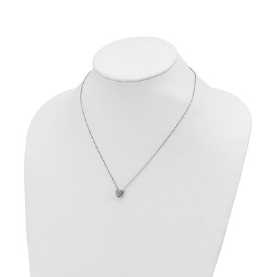 14K White Gold Diamond-cut Heart Slide Necklace