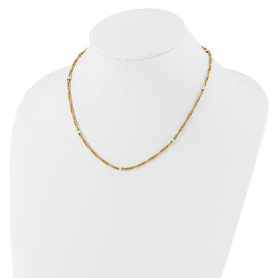 14K Two-tone Polished Fancy Beaded 5-Station Necklace