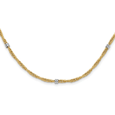 14K Two-tone Polished Fancy Beaded 5-Station Necklace