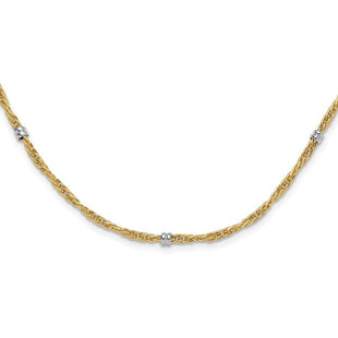 14K Two-tone Polished Fancy Beaded 7-Station Necklace (Style SF2969-18)