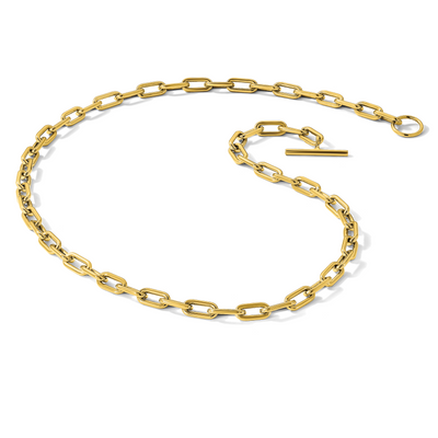 14K Polished Fancy Oval Cable Link Toggle Necklace