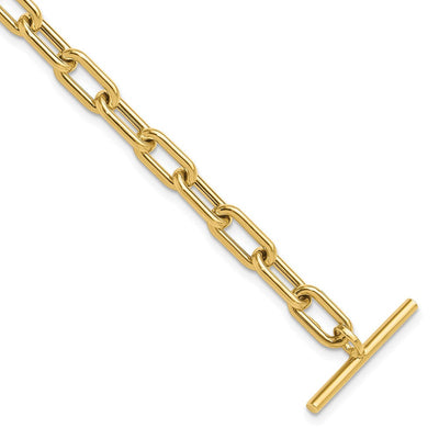 14K Polished Fancy Oval Cable Link Toggle Necklace