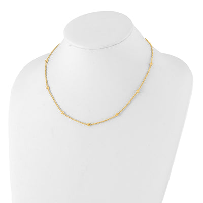 14K Mirror Beads and Diamond-cut Rope Chain 5-Station Necklace
