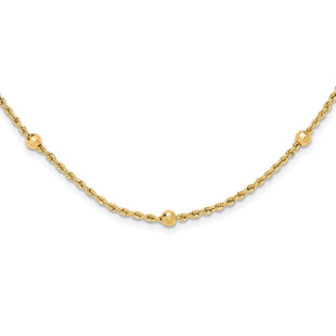14k Mirror Beads and Diamond-cut Rope Chain 7-Station Necklace (Style SF2976-18)
