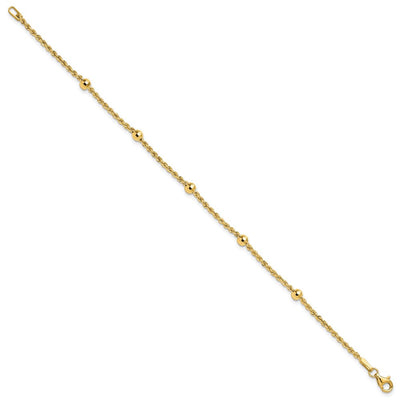 14K Mirror Beads and Diamond-cut Rope Chain 5-Station Necklace