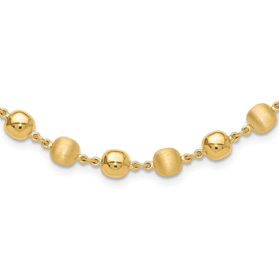 14K Polished and Satin Puffed Circles, 17.75 x 6.1mm