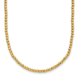 14K Polished and Diamond-cut Round Beaded Necklace (Style SF3023-18)