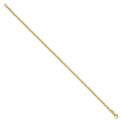 14K Polished and Diamond-cut Round Beaded Bracelet
