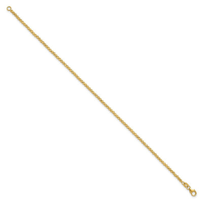 14K Polished and Diamond-cut Round Beaded Necklace