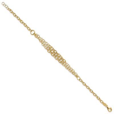 14K Polished and Textured Fancy Cable with 3-Strand Center Necklace Plus Extender