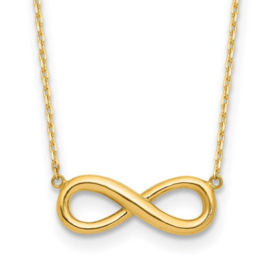 14K Polished Infinity Symbol Necklace Plus Extender