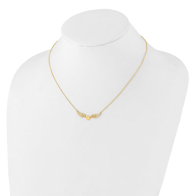 14K Polished Wings and Heart Necklace