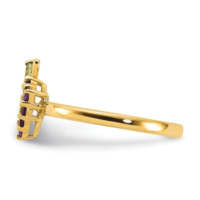 14K Gold Amethyst and Peridot Grape Ring