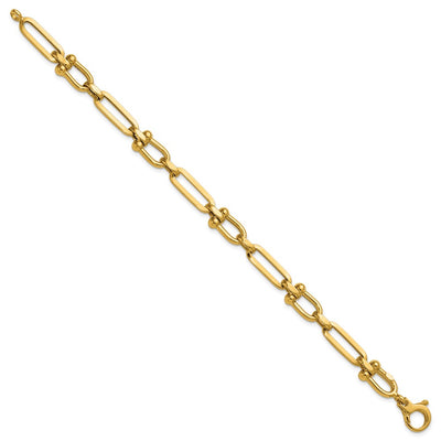 14K Polished Fancy Cable Link Bracelet, 7.75 x 7.35mm