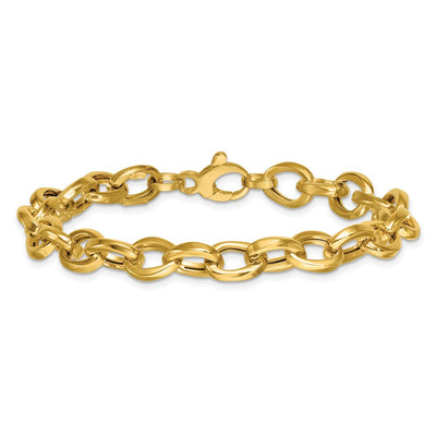 14K Polished Fancy Oval Cable Link Bracelet, 7.5 x 7.8mm