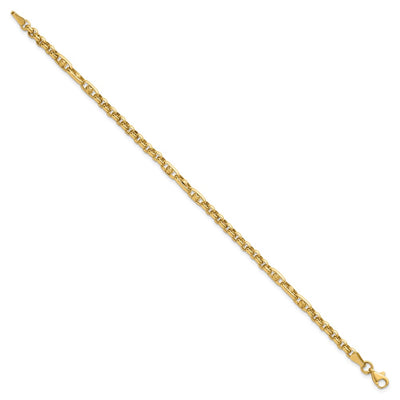 14K Polished and Diamond-cut Fancy Link Bracelet, 7.5 x 3.9mm