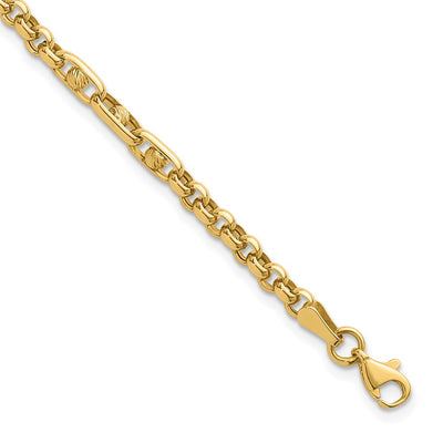 14K Polished and Diamond-cut Fancy Link Bracelet, 7.5 x 3.9mm