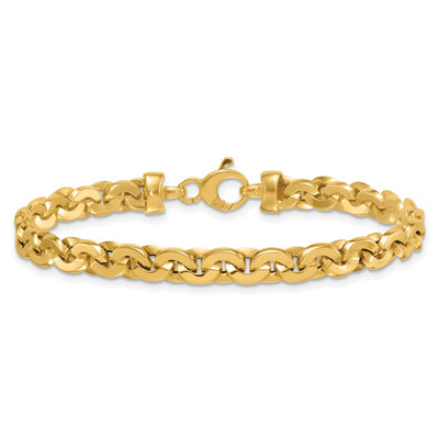 14K Polished Fancy Cable Link Bracelet, 7.5 x 5.7mm