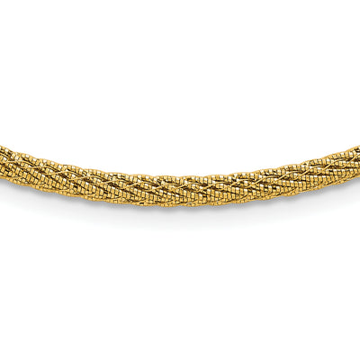 14K Polished and Diamond-cut Round Woven Wire, 17 x 4.38mm