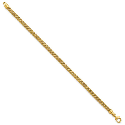 14K Polished and Diamond-cut Round Woven Wire, 17 x 4.38mm