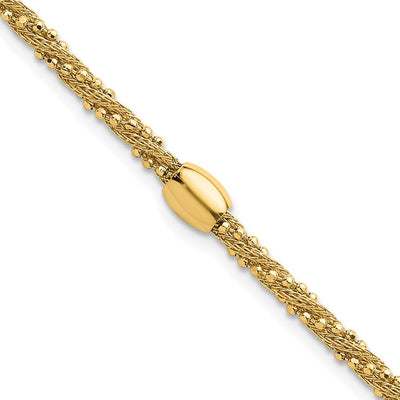 14K Polished and Textured Twisted with Bead, 17 x 5.09mm