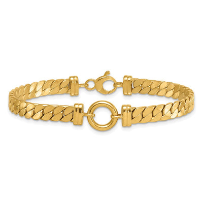 14K Polished Flat Curb Link with Center Circle Element Necklace