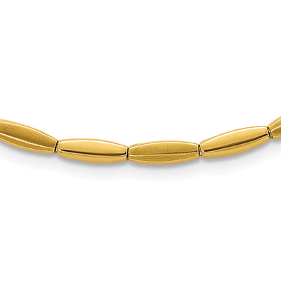 14K Brushed and Polished Fancy Oval Bar Link, 16.75 x 4mm