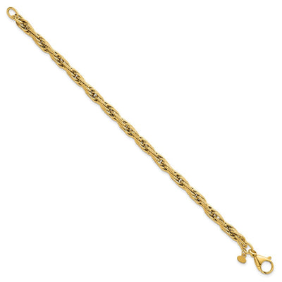 14K Polished And Textured Flat Rope Chain, 18.25 x 4.5mm
