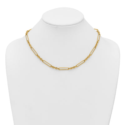 14K Polished and Textured Fancy Link with Toggle Necklace