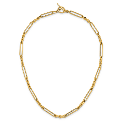14K Polished and Textured Fancy Link with Toggle Necklace