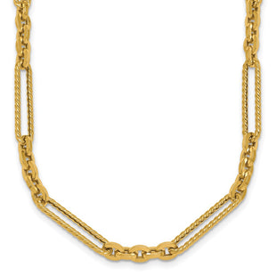 14K Polished and Textured Fancy Link with Toggle Necklace (Style SF3224-18)