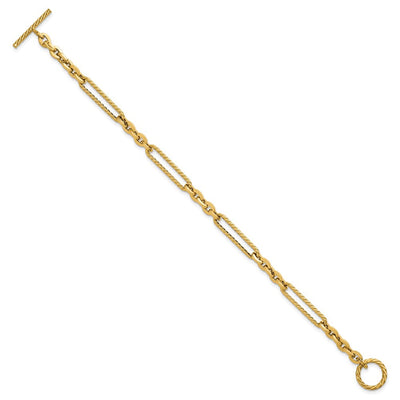 14K Polished and Textured Fancy Link with Toggle Necklace