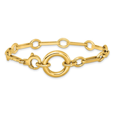 14K Polished Fancy Long Link with Circle, 17.5 x 18mm