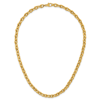 14K Polished And Brushed Fancy Cable Chain Necklace