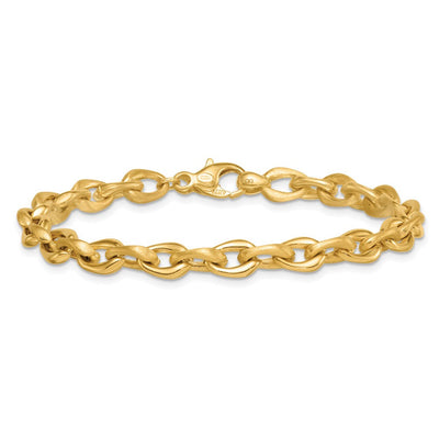 14K Polished And Brushed Fancy Cable Chain Necklace