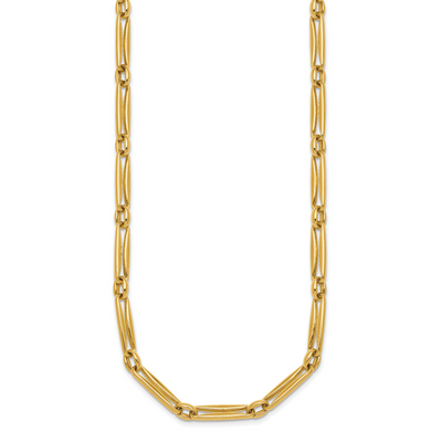 14K Polished Fancy Long and Round Link Necklace