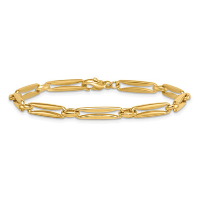 14K Polished Fancy Long and Round Link Necklace