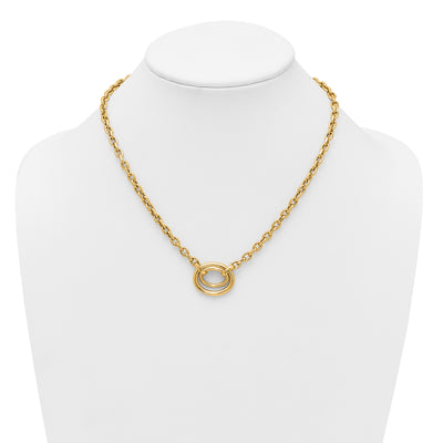 14K Polished Double Circle Fancy 17.5in Necklace