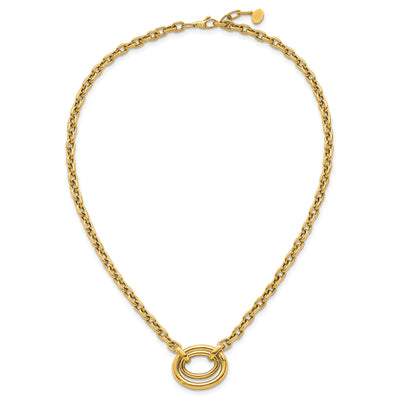 14K Polished Double Circle Fancy 17.5in Necklace