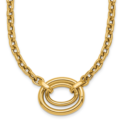 14K Polished Double Circle Fancy 17.5in Necklace