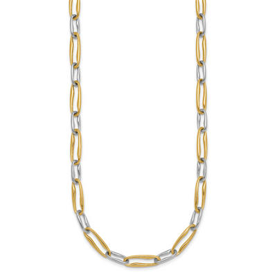 14K Two-tone Polished Fancy Long Link Necklace