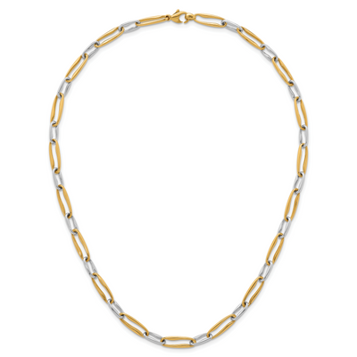 14K Two-tone Polished Fancy Long Link Necklace
