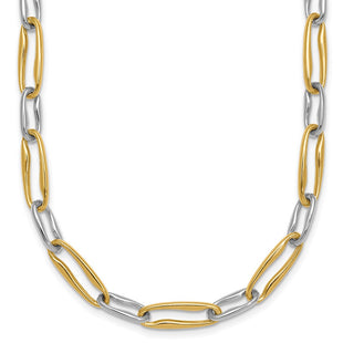 14k Two-tone Polished Fancy Long Link Necklace (Style SF3234-18)