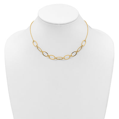 14K Polished And Twisted Oval Links Necklace Plus Extender