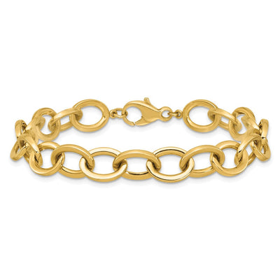 14K Polished Round Cable Chain, 18 x 9mm